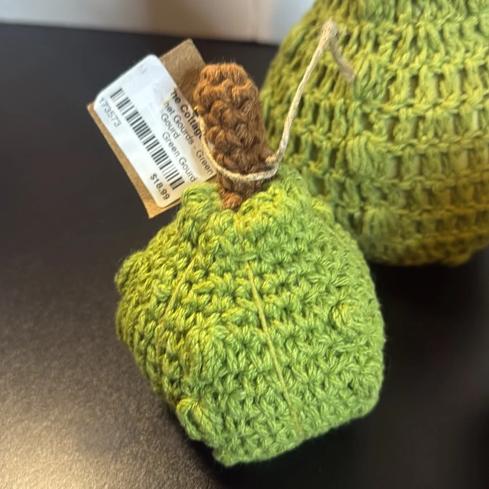 Mudpie Green and Brown Crochet Gourds Set of 3‎ Decor Fall